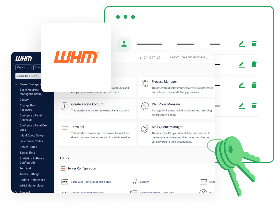 Controle las cuentas de los clientes a través del panel de control de WHM